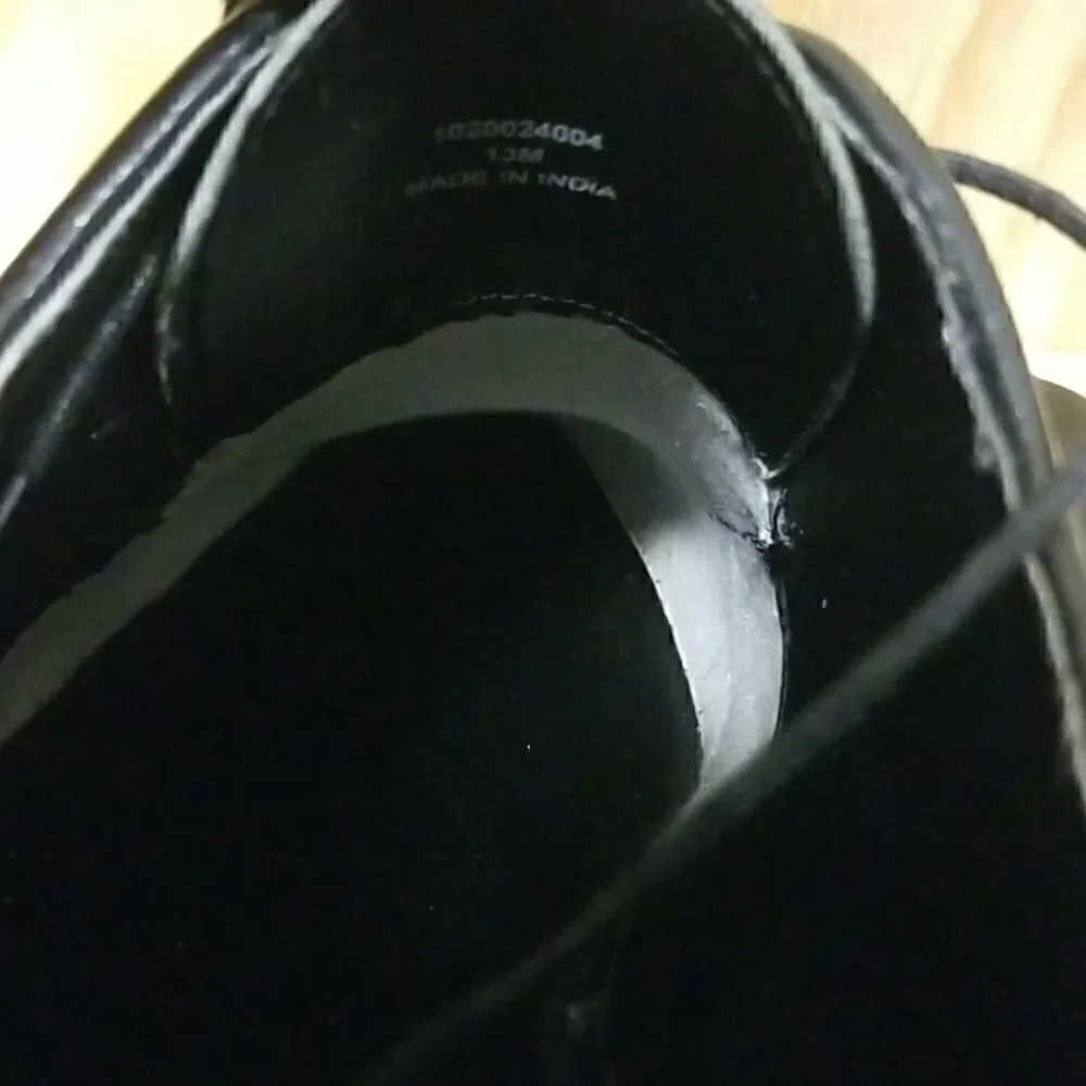 ASOS DESIGN fit brogue shoes in black leather with wedge sole size 13